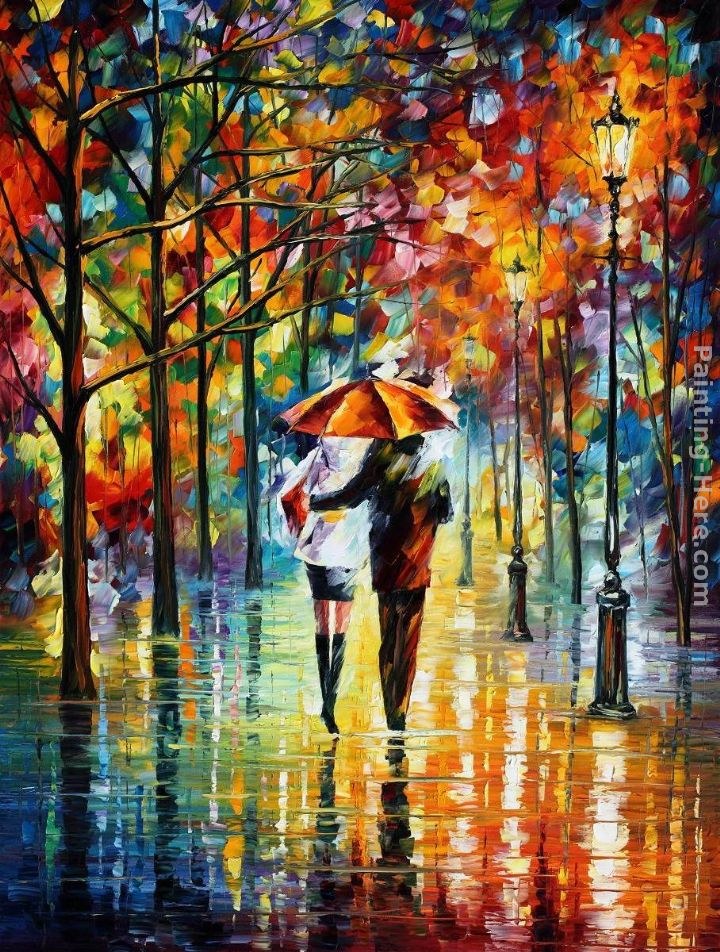 Leonid Afremov UNDER THE RED UMBRELLA